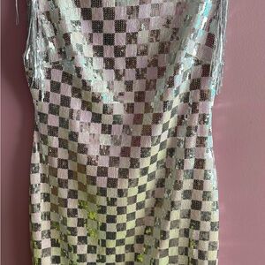 SHEIN White Sequin Fringe Dress